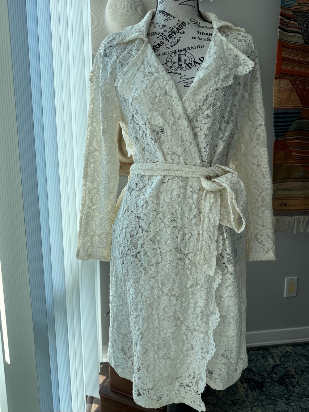 Lace Wrap Dress/Duster in Ivory